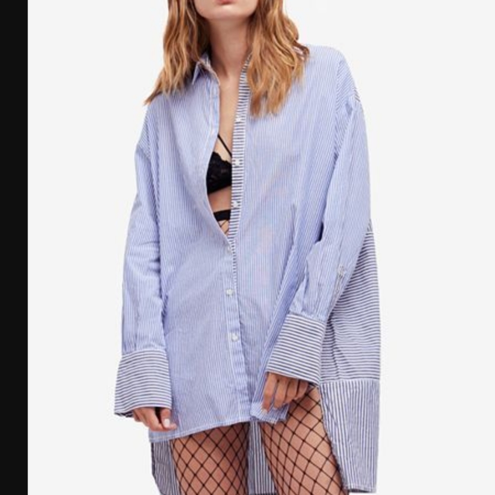 Free People Lakehouse Striped Button Down Shirt